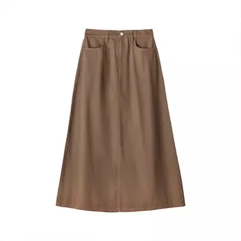 Юбка теплая Muji трапециевидной формы, бежевый