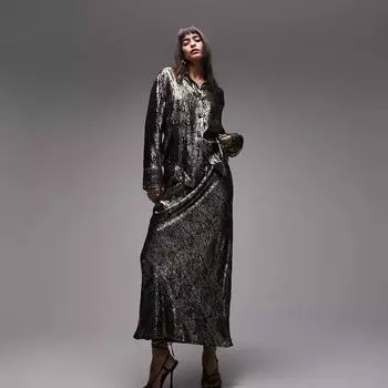 Юбка Topshop Co-ord Midi Bias, золотой