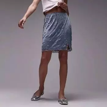 Юбка Topshop Crinkle Mini, голубой