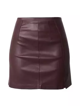 Юбка TOPSHOP Entry PP Split - Black Vinyl, кроваво красный