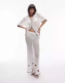 Юбка Topshop Knitted Maxi, кремовый