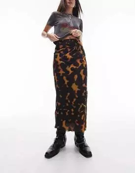 Юбка Topshop Knot Detail Blurred Midi, оранжевый/черный