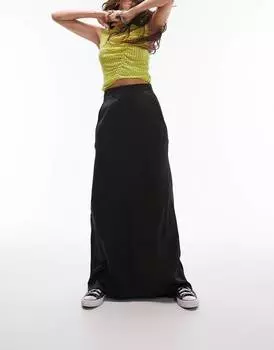 Юбка Topshop Satin Fishtail, черный