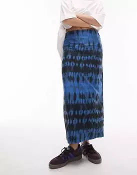 Юбка Topshop Textured Printed Midi, синий