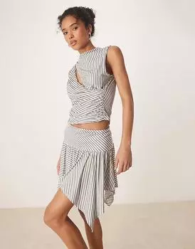 Юбка-трансформер ASOS DESIGN серого цвета с полосками