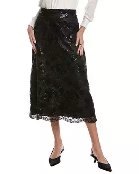 Юбка трапециевидной формы с сеткой Anne Klein Sequin, черный