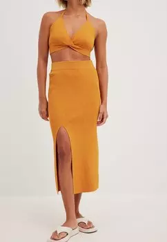 Юбка-трапеция горчично-желтая NA-KD, горчично-желтый