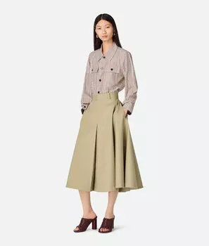 Юбка-трапеция из хлопкового твила Bottega Veneta