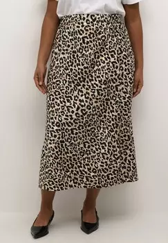 Юбка-трапеция Jasmine Kaffe Curve, черно-коричневая с леопардовым принтом