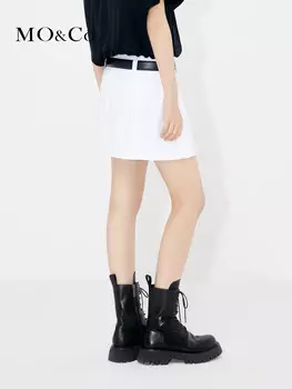 Юбка-трапеция Moco 2023 с высокой талией и поясом, черный