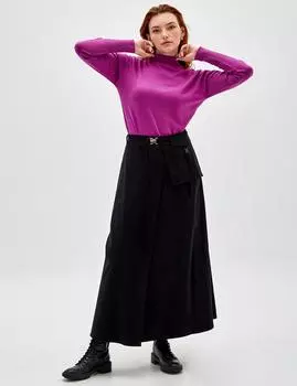 Юбка-трапеция с большими карманами Черная Kayra