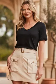 Юбка-Трапеция в практичном стиле Sosandar, бежевый