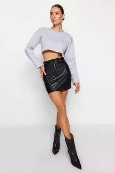 Юбка Trendyol с завышенной талией, черный