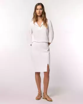 Юбка трикотажная, однотонная и прямая Naulover, белый
