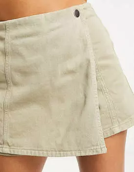 Юбка-юбка из твила Stradivarius нежного цвета хаки