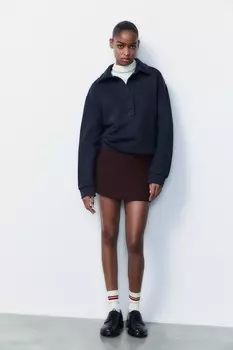 Юбка-юбка с высокой талией ZARA, бордовый