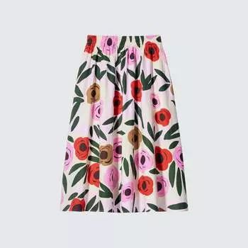 Юбка Uniqlo х Marimekko Linen Blend Ruukku, розовый