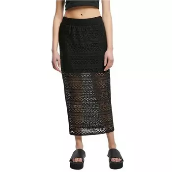 Юбка Urban Classics Stretch Crochet Lace Midi, черный