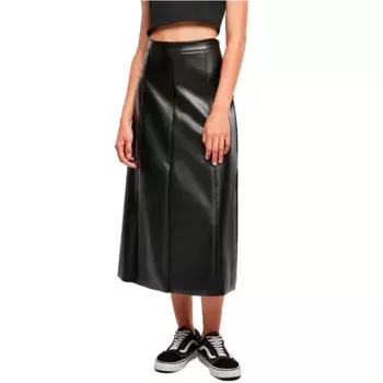 Юбка Urban Classics Synthetic Leather midi skirt, черный