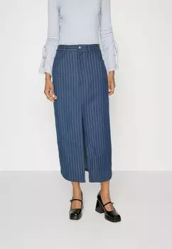 Юбка Vaquera Pieces PCAMILDA LONG SKIRT, цвет medium blue denim/white