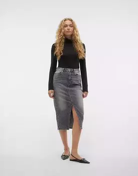 Юбка Vero Moda Denim из денима среднего серого цвета