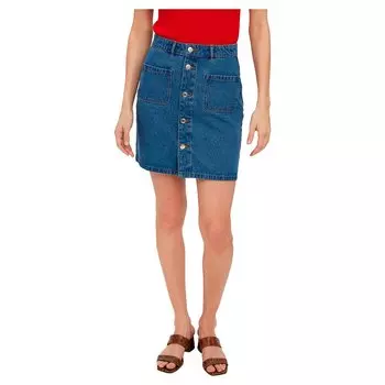 Юбка Vero Moda Harper Skater Pock High Waist Short Denim, синий