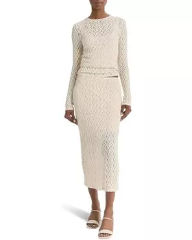 Юбка Vince Floral Smocked Skirt, цвет White Sand