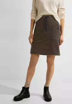 Юбка в клетку Cecil "Jogskirt Houndstooth Y/D", смесь мягких материалов, цвет Night Sky Blue