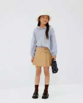 Юбка в клетку из твила для девочки с двумя боковыми пуговицами Kids El Corte Ingls, коричневый