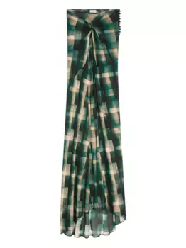 Юбка в клетку с драпировкой DRIES VAN NOTEN, зеленый