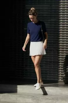 Юбка в клетку со складками ZARA, экрю