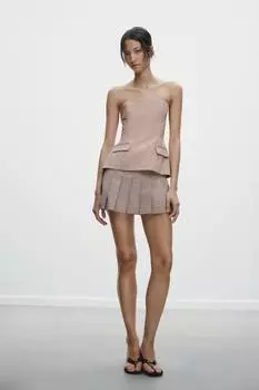 Юбка в клетку со складками ZARA, цвет Dusty pink