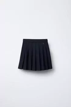Юбка в клетку в складку с аппликацией в виде сердечка ZARA, темно-синий