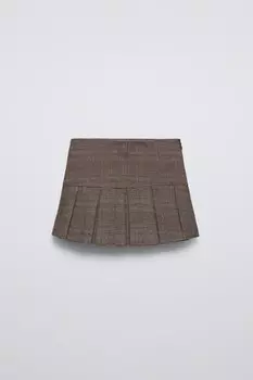 Юбка в клетку ZARA, кэмел