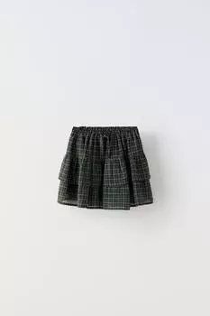 Юбка в клетку ZARA, зеленый