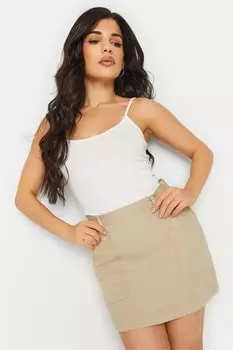 Юбка в практичном стиле с карманами Pixiegirl Petite, бежевый