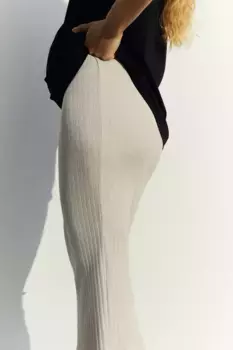 Юбка в рубчик H&M, бежевый