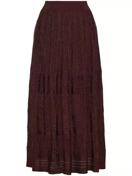 Юбка в рубчик с эффектом металлик Adam Lippes, красный