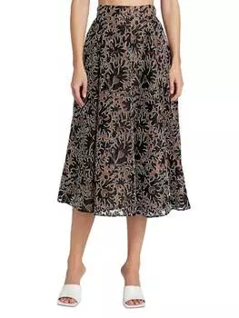 Юбка в Сеточку Michael Kors Collection с кружевом, корчневый / черный