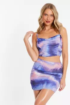 Юбка в сеточку Tie Dye фиолетового цвета QUIZ Clothing