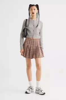 Юбка в складку H&amp;M, коричневый/клетчатый