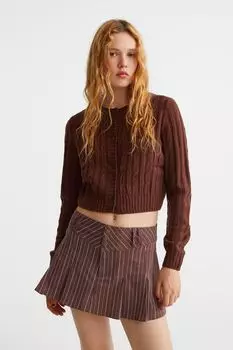 Юбка в складку H&amp;M, темно-коричневый/мелкие полосы