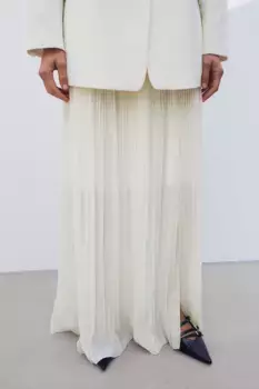 Юбка в складку H&M, бежевый
