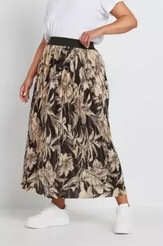 Юбка в складку с цветочным узором Yours Curve, черный