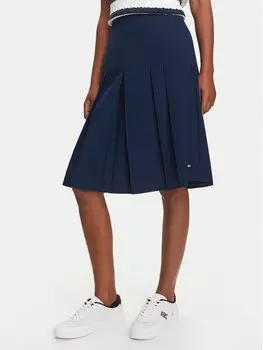 Юбка в складку стандартный крой WW0WW46796 Tommy Hilfiger, синий