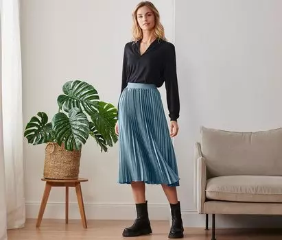 Юбка в складку Tchibo, дымчатый синий