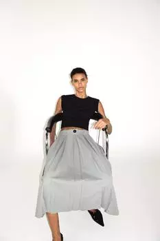 Юбка в складывающуюся юбку midi box ZARA, серый