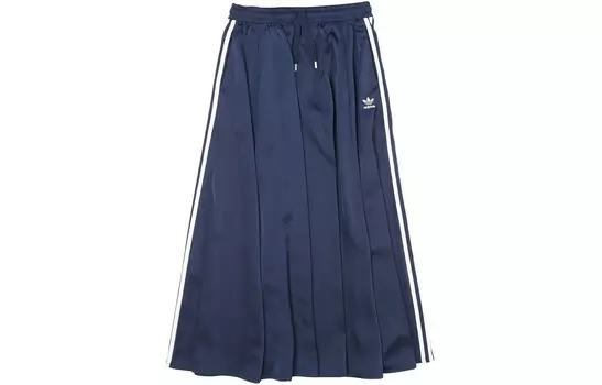 Юбка в стиле колледжа, повседневная длинная юбка женская, темно-синяя Adidas Originals