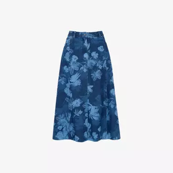 Юбка Whistles с высокой талией и меловым принтом, синий