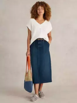 Юбка White Stuff f Maren Denim Midi, цвет mid blue